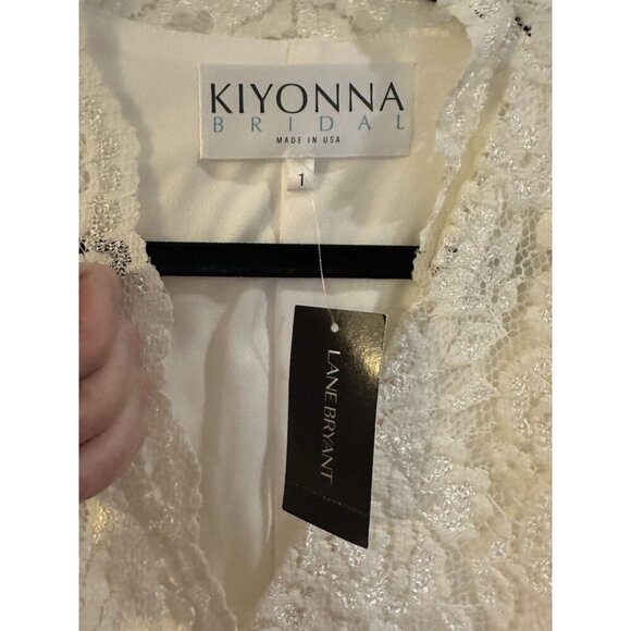 NWT Kiyonna Bridal Womens Bella White Lace V-Neck 3/4 Sleeve Midi Dress PLUS 1X - Picture 4 of 6